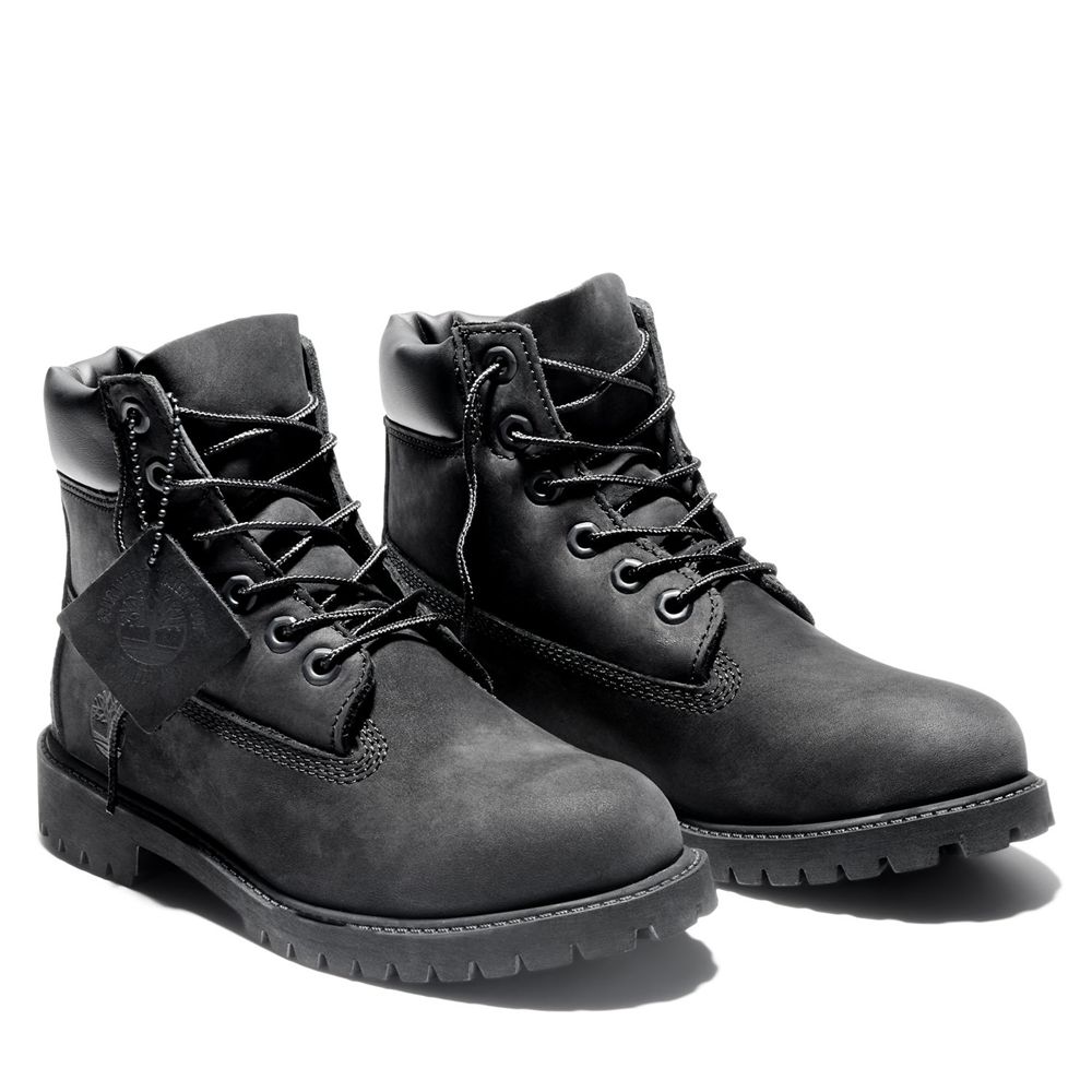 Timberland 6-Inch Μποτακια Παιδικα Μαυρα - Junior Premium Waterproof - Greece 5906284-VA